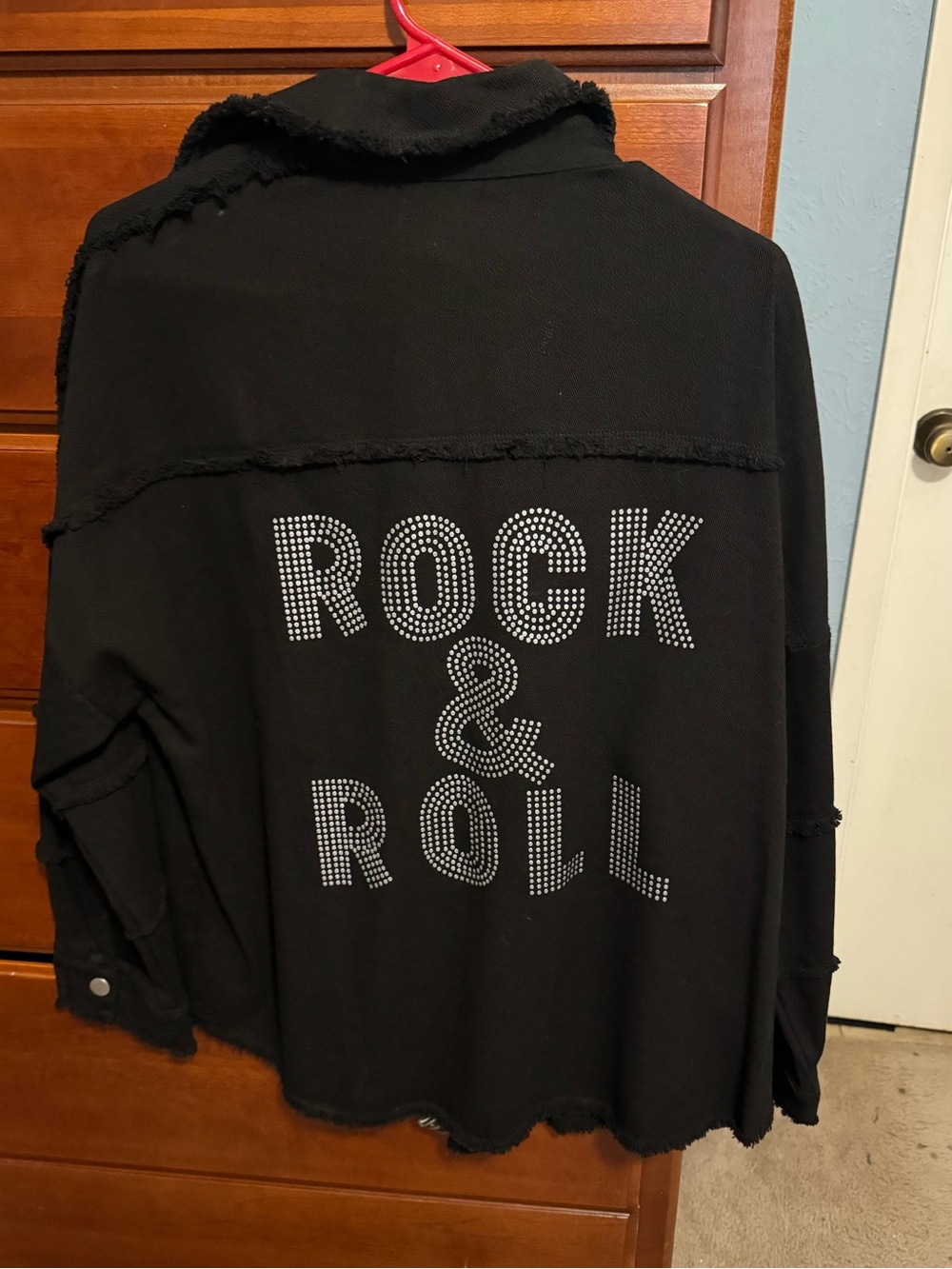 Lily Black Denim Rock n Roll Casual Jacket with Label Detail